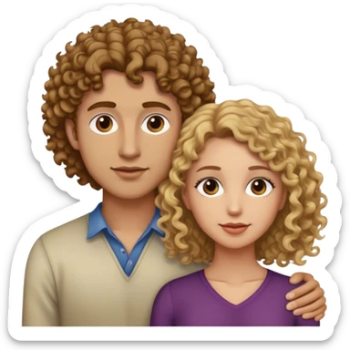 a heterossexual couple, the woman has light brown skin and curly brown hair and the male is taller, while and medium blonde sticker