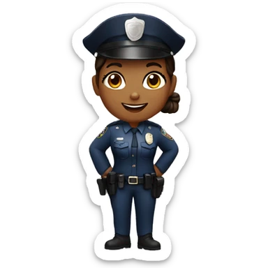 A police woman, brown skin, happy sticker