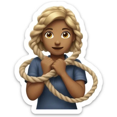 Girl holding a rope sticker