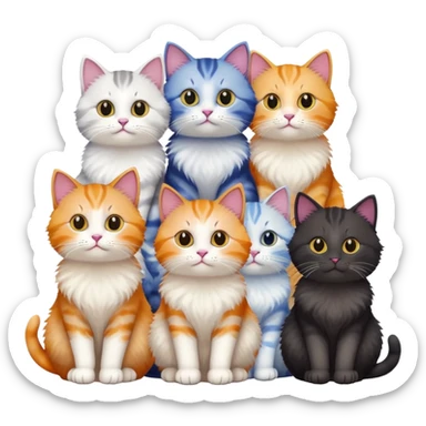 cats sitting in a row looking curious sticker