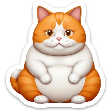 Fat cat sitting with round belly sticker
