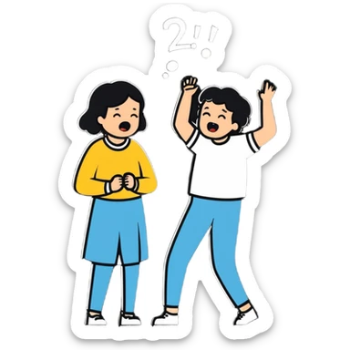 man celebrating the singing of divorce papers next to crying woman art influence two subjects sticker