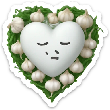 white heart adorned with garlic garland sticker