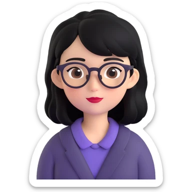 white baddie pretty girl with black hair and glasses sticker