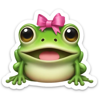Frog with a pink bow on its head sticker