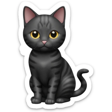 A 3D cartoon jet-black American Shorthair cat, smooth shiny coat, subtle reflections, balanced light contrast, Memoji-style realism. full body or half body. sticker