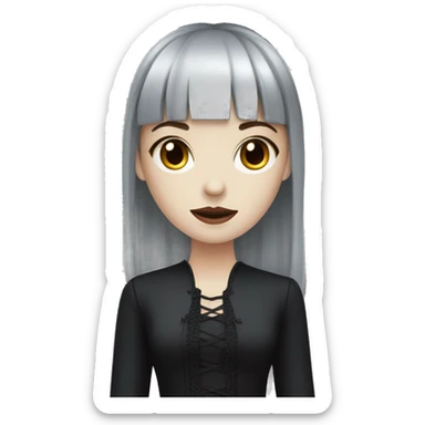 girl that has white skin and Long Dark red hair and fringe bangs and is wearing gothic dress sticker