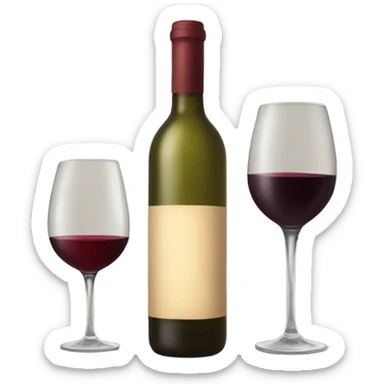 wine bottle and glass sticker