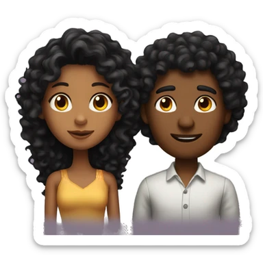 A guy with brown skin and big black curly hair kissing a girl with ginger long hair  sticker