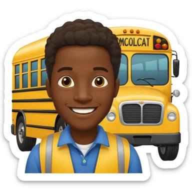 a school bus with a jamaican man saying bomboclat ("BOMBOCLAT' in speech buble) sticker