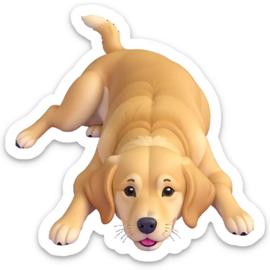 realistic golden retriever, back down, face up sticker