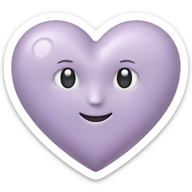 apple style emoji heart in pale grayish lavender, simple and soft sticker