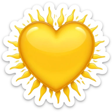 yellow heart with a sunburst sticker