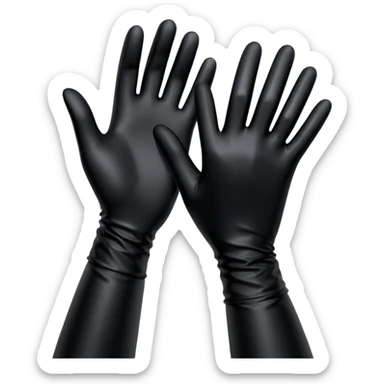 shiny black latex gloves on male hands sticker