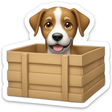 Chien dans une caisse sticker