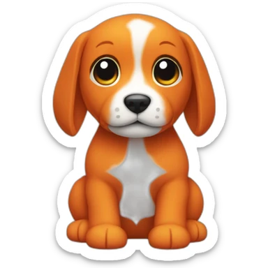 Dark Orange baby dog toy sticker