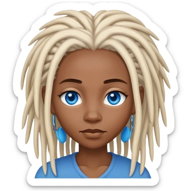 african american mae, white dreads, blue eyes sticker