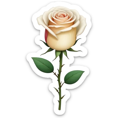 single Bi-Colored Tea White Rose Rose, straight stem sticker