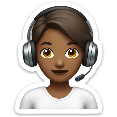 Brown woman with gaming headphones holding a PlayStation 4 controller in her hands  sticker