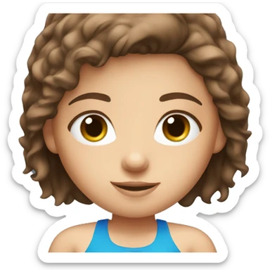 Young Girl with brown hair and blue eyes wearing a blue bikini sticker