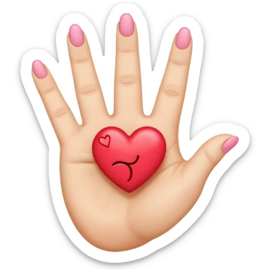 The emoji kiss with heart 😘, but adding three fingers in front of the mouth, the thump and pinky finger being bent sticker