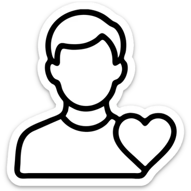 Boyfriend outline icon, male figure with heart symbol sticker