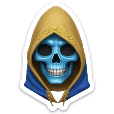 skull wearing blue hood and cloak sticker