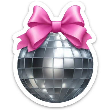 Disco ball with pink bow sticker