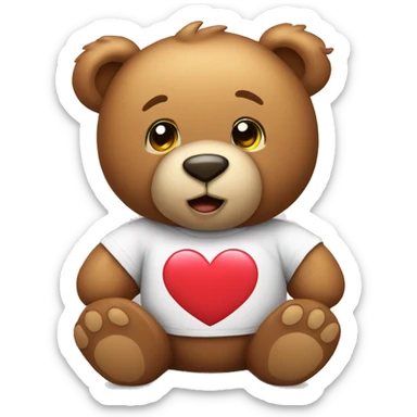 Teddy bear wearing a tshirt saying i love you sticker