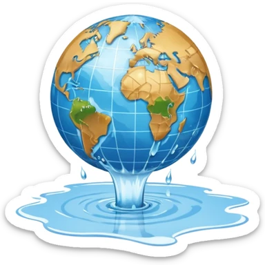 globe in a puddle with a splash  sticker