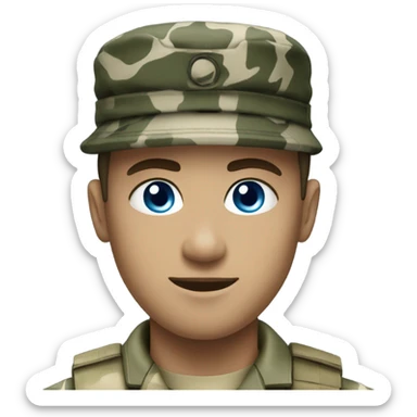 Army private white with blue eyes in camouflage  sticker