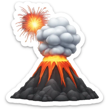 volcano with firewors sticker