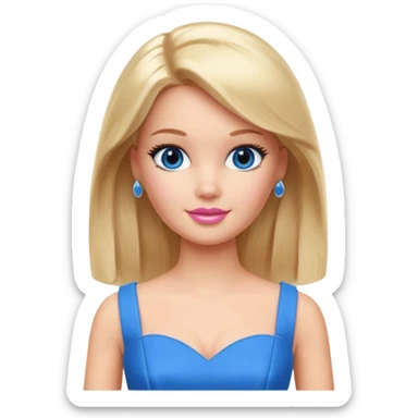 barbie girl dress blue color, half body sticker
