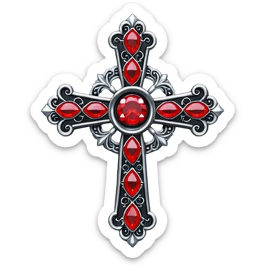 Black cross gothic with red gems sticker