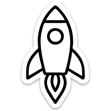rocket icon, outlined icon style, no fill, crisp lines sticker