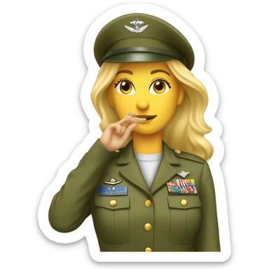Blonde female military officer saluting sticker