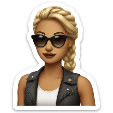 stylish girlwith sunglasses and car sticker