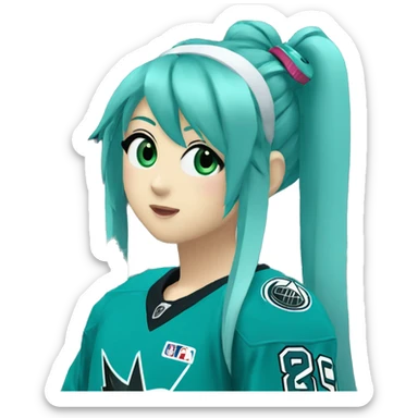 hatsune miku at an nhl game sticker