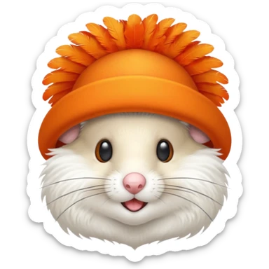 mouse with orange feathered hats sticker