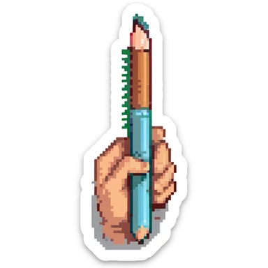 mano sosteniendo un lápiz, colores brillantes sticker