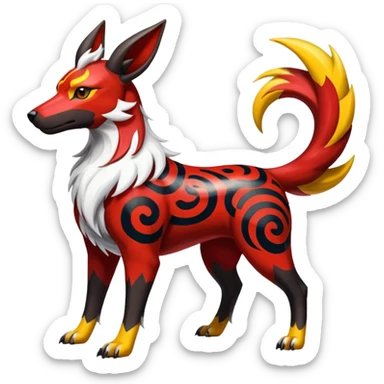 Shiny colorful Oriental painted marked patterned Asian beautiful elegant extravagant extraordinary Houndoom-Electrike-Zangoose-fusion sticker