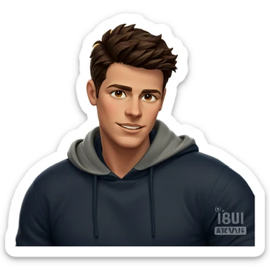 smiling boy with brown hair sticker