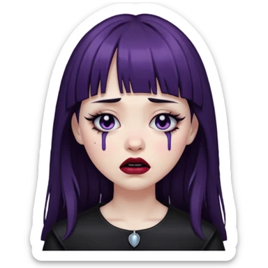 Gótica sem maquiagem de franjinha chorando noite sticker