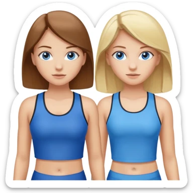 two girls in gym wear one with brown hair one with blonde hair and blue eyes sticker