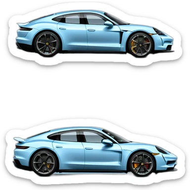 porsche taycan light blue sideways sticker