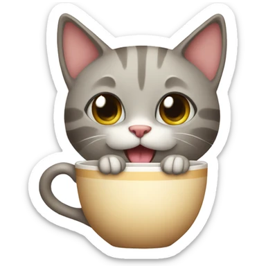 cat with cup sticker