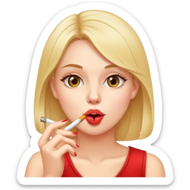 Girl licking a cigarette  sticker