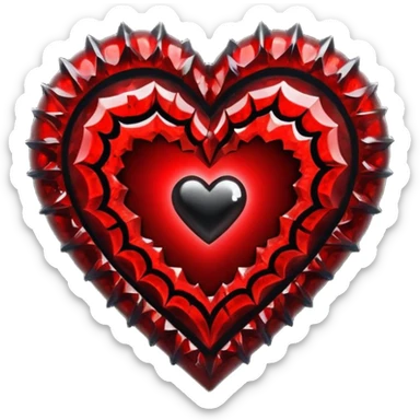 Black and red gothic crystal geode heart sticker