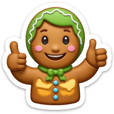 thumb up in gingerbread style sticker