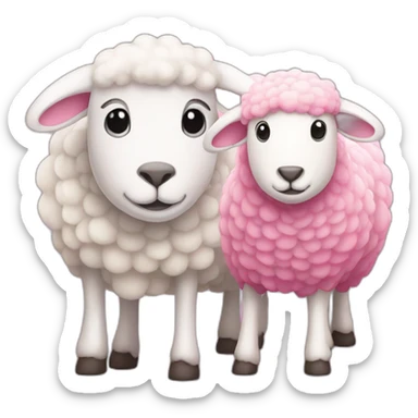Pink sheep and white sheep sticker